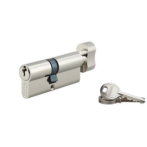 Cilindro europeo per serratura a pomolo SA  40Bx30mm, anti estrazione, nichel, 3 chiavi - THIRARD