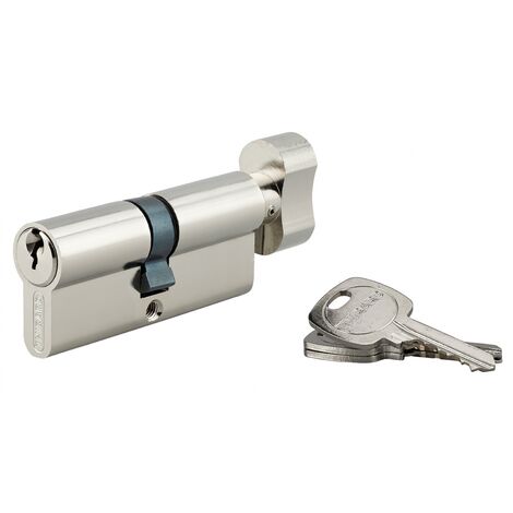 Cilindro europeo per serratura a pomolo STD 40Bx40mm, antisfilamento, nichel, 3 chiavi - THIRARD