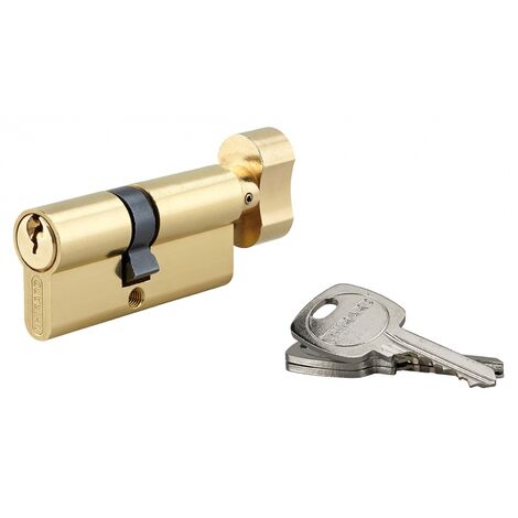 Cilindro europeo per serratura a pomolo, 40Bx30mm, anti estrazione, ottone, 3 chiavi - THIRARD