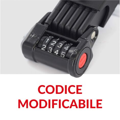 Lucchetto per bicicletta (60 cm) con codice a quattro cifre, lucchetto