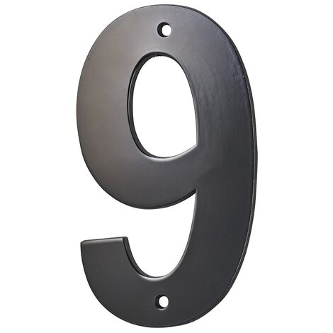 Targa Numero 9 altezza 80mm Nero metallo, da avvitare - THIRARD