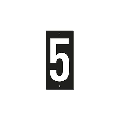 Targa numero civico 5 - 56X130mm - in ABS nero scritta bianca a rilievo, da avvitare - THIRARD