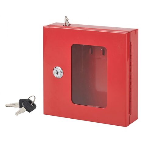 Cassetta per chiavi rossa con vetro e martelletto d'emergenza 170X175X55mm  - 2 Chiavi, Lockout Tagout LOTO 