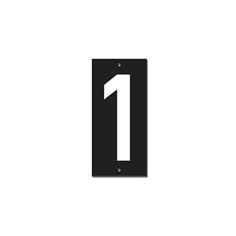 Targa numero civico 1 - 56X130mm - in ABS nero scritta bianca a rilievo, da avvitare - THIRARD