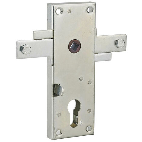 Serratura per porta basculante 2 punti destra e sinistra, a cilindro europeo, garage, 60x160mm, quadro 8mm, zincato - THIRARD