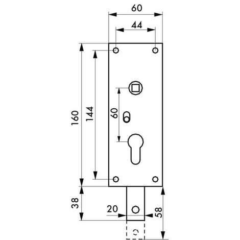 Serratura per porta basculante 1 punto in basso, a cilindro europeo, per  garage, 60x160mm, quadro 7mm, zincato - THIRARD