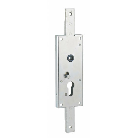 Serratura per porta basculante 2 punti alto e basso, a cilindro europeo, garage, 60x160mm, quadro 7mm, zincato - THIRARD