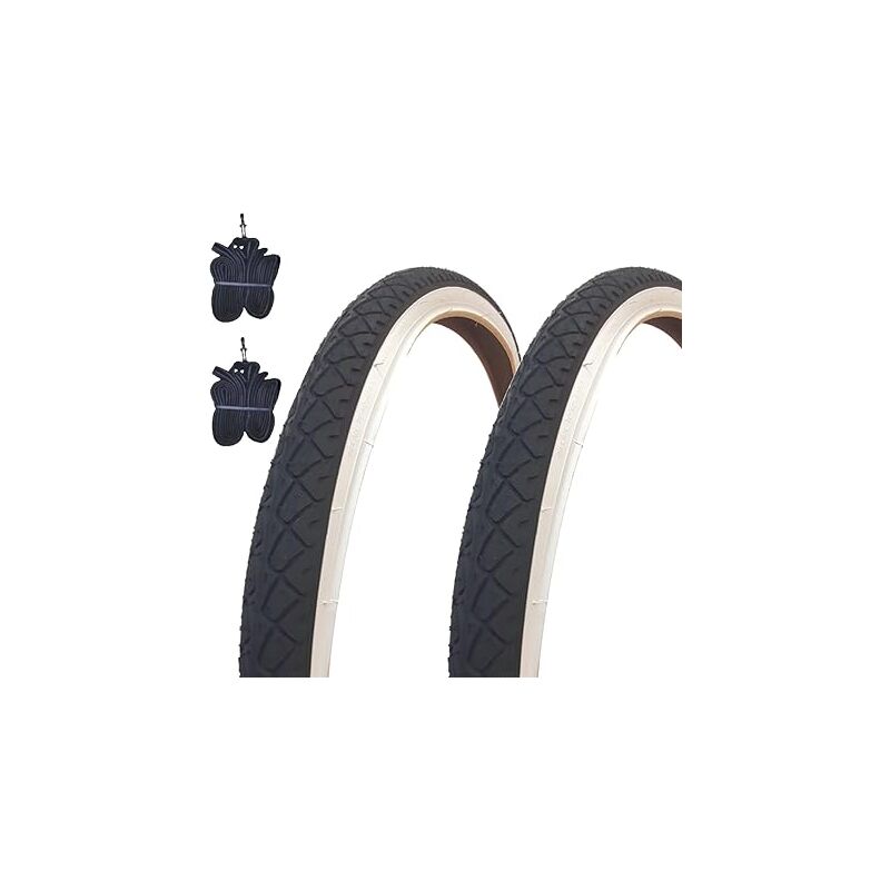 Copertoni 40-559 2 Copertoni 26x1.50 Slick - Gomme Per MTB, City Bike E Bici Ibride, Nero/Bianco Pneumatici Bici Bianco Neri - 4