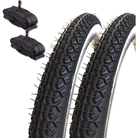 2 COPERTONI BIANCONERI + 2 CAMERA D'ARIA SCHRADER AMERICA 20 X 1.75 (44-406) CITY BIKE BICI GRAZIELLA