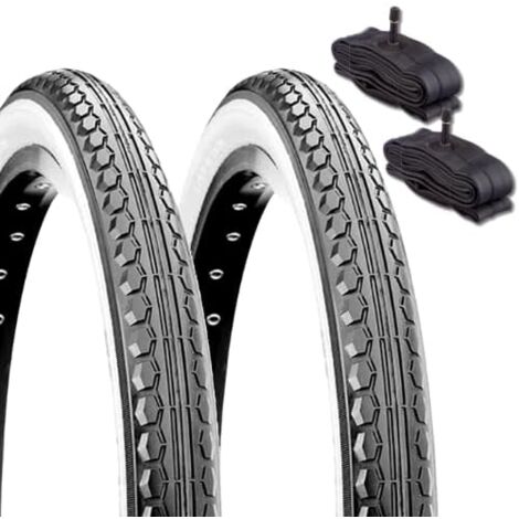 2 COPERTONI CST 16 X 1.75 (47-305) + 2 CAMERE D'ARIA AMERICA SCHRADER PNEUMATICI BIANCO NERI PER CITY BIKE BICI BAMBINO GRAZIELLA