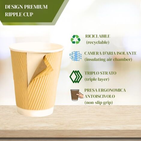 1000 Bicchieri In Carta 240ml Riciclabili Bianco Monouso Biodegradabili Compostabili Premium