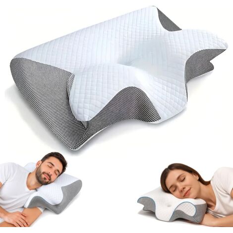 Cuscino In Memory Foam Triturato Con Federa Raffreddante A Doppio Lato - Motivo Stelle E Luna - Altezza Regolabile - 3