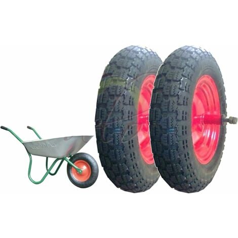 2 Ruote Pneumatiche Per Carriola - 3.50-8 Con Asse 155 Mm, Gomme Rinforzate