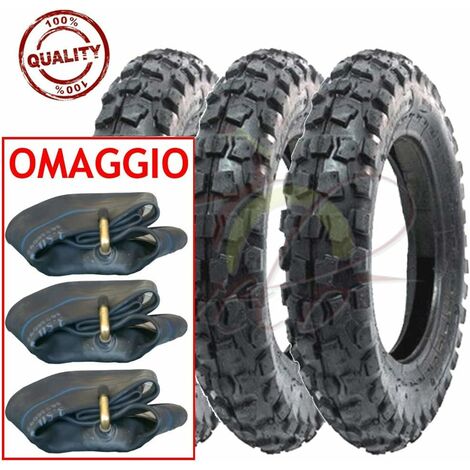 3 Pneumatici + 3 CAMERE d'Aria Cross 100/90-10 per Piaggio Ape 50 MINICROSS Mini Moto Scooter TASSELLATI 6PR TT GOMME COPERTONI Union