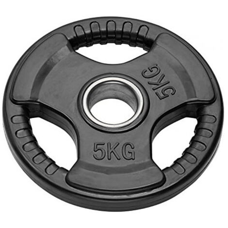 Disco Peso in Ghisa Gommato Dischi Palestra Bilanciere Olimpico Foro 50mm Piastra Tri-Grip da 2.5 a 20 kg (5, 1 Disco) FFitness