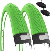 2 COPERTONI VERDI 20 X 1.75 (47-406) + CAMERE VALVOLA AMERICA PNEUMATICI STRADALI GRAZIELLA CITY BIKE BICI BAMBINO