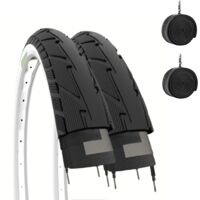 2 COPERTONI 26 X 1.75 + CAMERE PNEUMATICI BIANCONERI STRADALI SLICK CITY BIKE