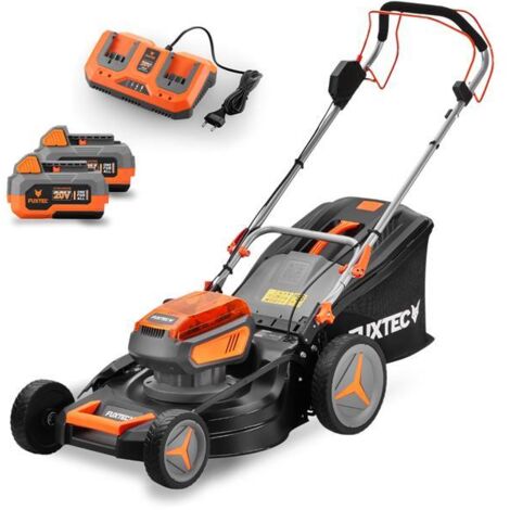FUXTEC Cortacésped autopropulsado 40 V (2×20 V) FX-E2RM46 – 46 cm, mulching, expulsión lateral, 2× Li-ion 4 Ah, cargador dual 2,4 A, recogedor 50 L