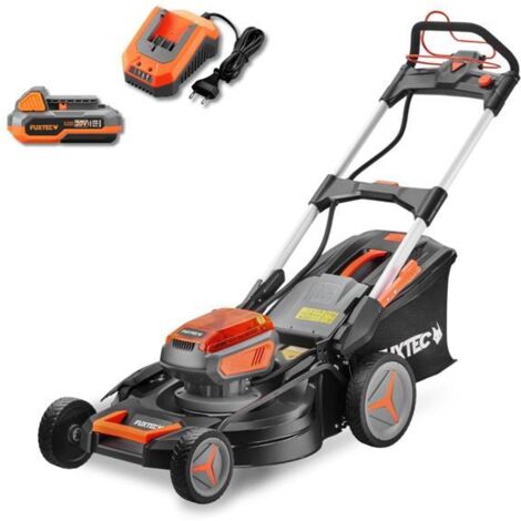 FUXTEC Cortacésped a batería 40V FX-E2RM51 con 2x20V batería de 4Ah y cargador – Ancho de corte de 51cm