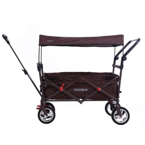 FUXTEC Bollerwagen FX-CT700, carro plegable gris para el transporte de niños, ciudad, campo, playa o montaña - con capota anti-UV, asa de empuje, freno de mano delantero y trasero