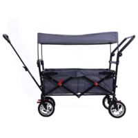 Bollerwagen FUXTEC FX-CT700, carro plegable gris para el transporte de niños, ciudad, campo, playa o montaña - con capota anti-UV, asa de empuje, freno de mano delantero y trasero, El original
