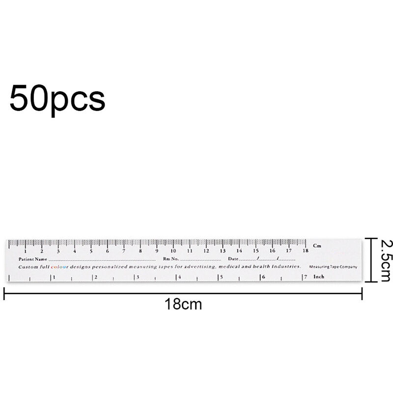 18cm / 7 '' Educare Wound Ruler (PAPIER) Ruban à mesurer les plaies (Lot de  50) Médimètre médical