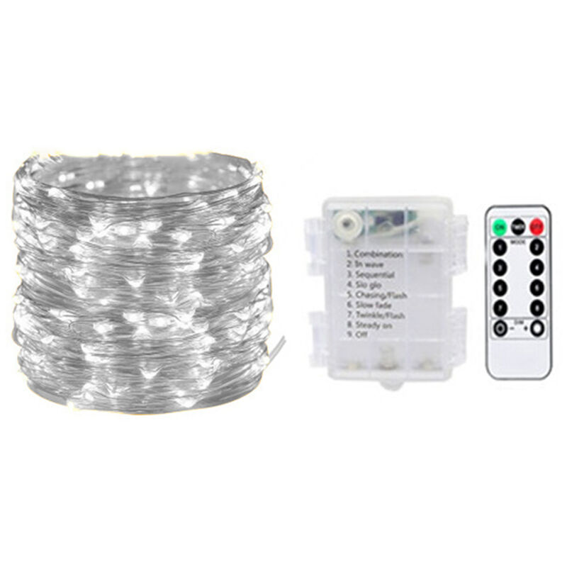 Guirlande Lumineuse Extérieure De 66 Pieds 200 LED, Guirlande Lumineuse  Blanc Chaud Fonctionnant À Piles Avec Télécommande, Lumières Scintillantes  À LED Pour Chambre À Coucher, Dortoir, Patio, Tapisserie, Arrière-cour,  Jardin, Noël, Fête