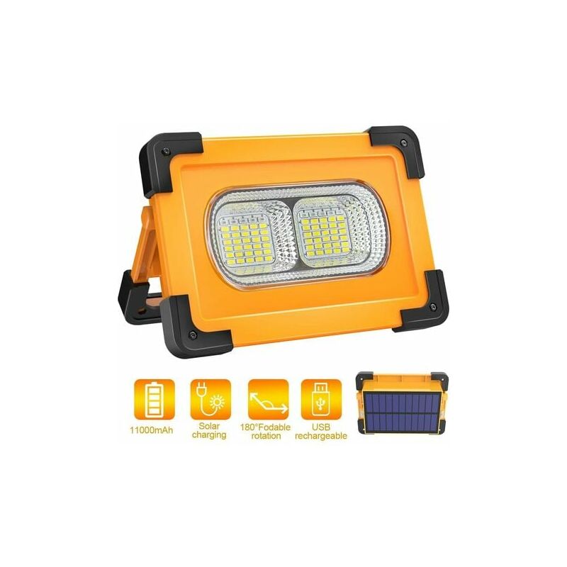 BESTA - Projecteur LED Rechargeable, 80W lumière de Travail avec Pannea  Solaire, Sécurité Imperméable lumières d'inondation portables, Batterie  11000mAh, Pour Le Camping, La Réparation De Voitures. - Eclairage solaire -  Rue du Commerce