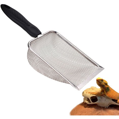 Acier inoxydable reptile pelle écran maille fine métal reptile poubelle  nettoyeur cuillère pour lit de sable