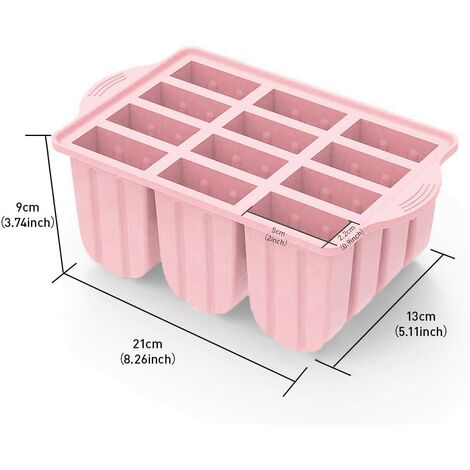 Moules à Glace Silicone Popsicle Mold sans BPA Réutilisable avec 50 bâtons  en Bois (Rose)