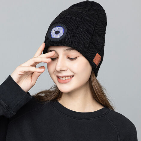 Bonnet led avec lumière pour les enfants, casquette de lampe frontale mains  libres tricotée d'hiver pour la course à pied Chapeau éclairé de nuit pour  garçons filles, noir