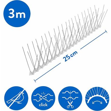 Pointes De Pigeon De 5 Mètres, 3 Rangées Répulsif Contre Les Pigeons En  Plastique Répulsif Pour Oiseaux Répulsif Pour Chat Répulsif Pour Balcon,  Clôtures Et Toit - Paquet De 12 (blanc) -y