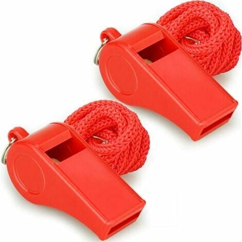 Lot de 2 sifflets d'urgence rouges avec cordon, son net et puissant,  parfaits pour sauvegarder, autodéfense et urgences HA
