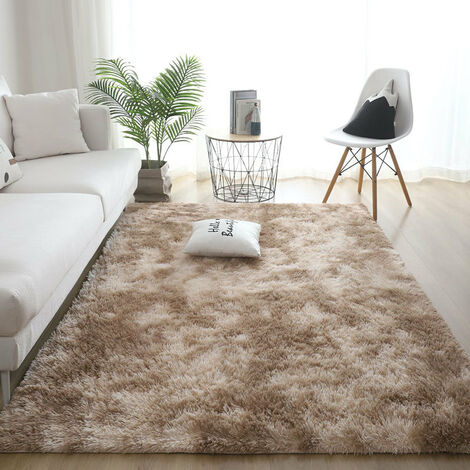 Tapis Scandinave Salon Beige Crème Poils Longs Shaggy Motif Losanges  Robuste Dou