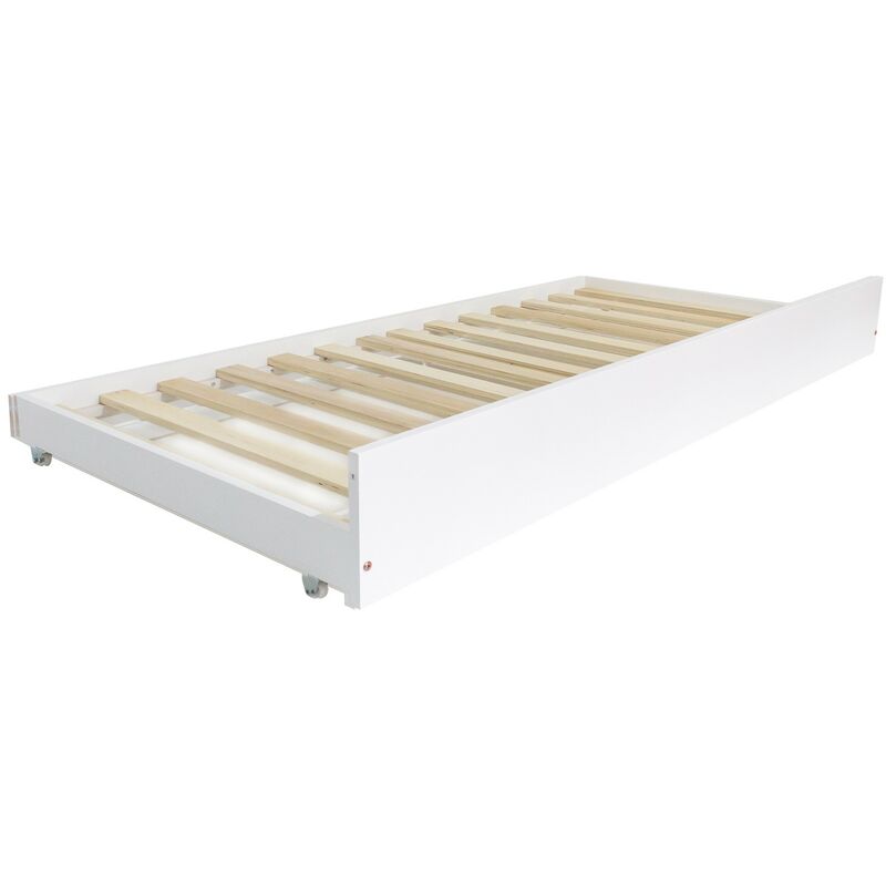 Cama de arrastre juvenil madera Popins. . 90x180/185 cm. Color Blanco.