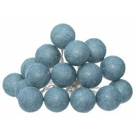 Guirnalda de bolas de algodón azul con 16 luces LED a pilas