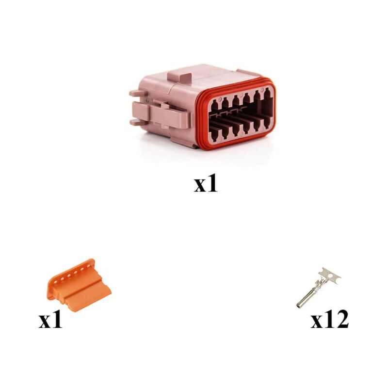 Kit connettore serie DT maschio porta femmina 12 vie CE06 Marrone