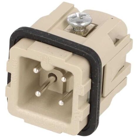 Connettore Rettangolare Maschio 3 Vie + Terra 10A