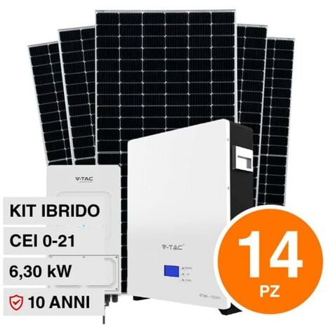 KIT 6.15KW Pannelli solari fotovoltaici 410W IP68 + Invertermonofase +  Batteria LIFEPO4