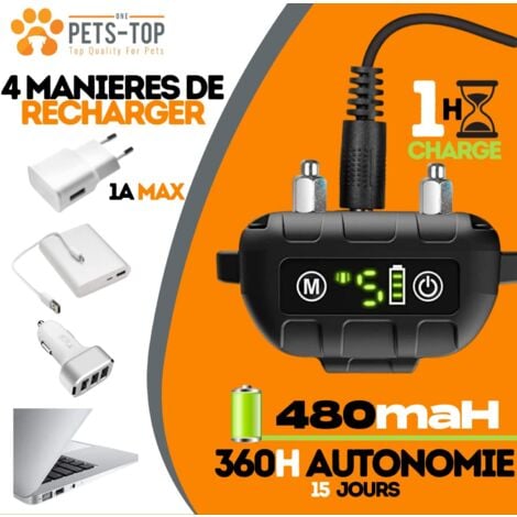 Collier Anti aboiement Chien 3 Modes Choc Electrique/Vibration/Sensibilité Inoffensif 7- 55kg Automatique IP67 Batterie Rechargeable Sangle Reglable Ebook Education Offert + Notice FR