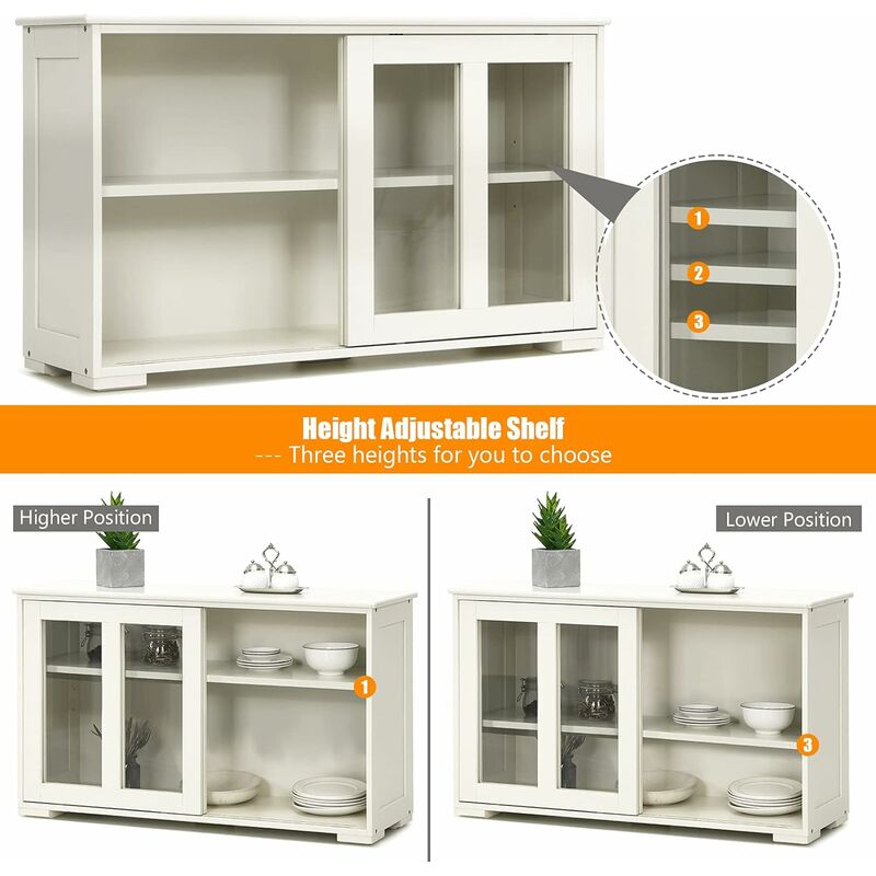 GIANTEX Credenza da Cucina con 2 ante e 2 Cassetti, Mobile Cucina, Credenza  Soggiorno Moderna, Sala da Pranzo, 72x34x85,5cm, Bianco