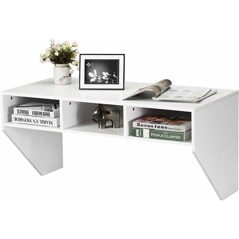 GIANTEX - Tavolo da lavoro da parete, scrivania sospesa con tre cassetti,  finitura opaca, adatto per studio