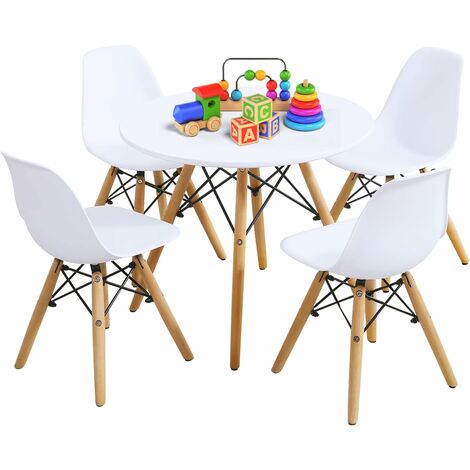 Tavolo rotondo e 2 sedie in legno massello per bambini - Giochi In