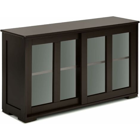 VASAGLE Credenza, Mobile da Cucina, Armadietto Organizzatore, con 2 Ante  Scorrevoli, 33 x 100 x 80 cm, Ripiani Regolabili, Stile Country, per