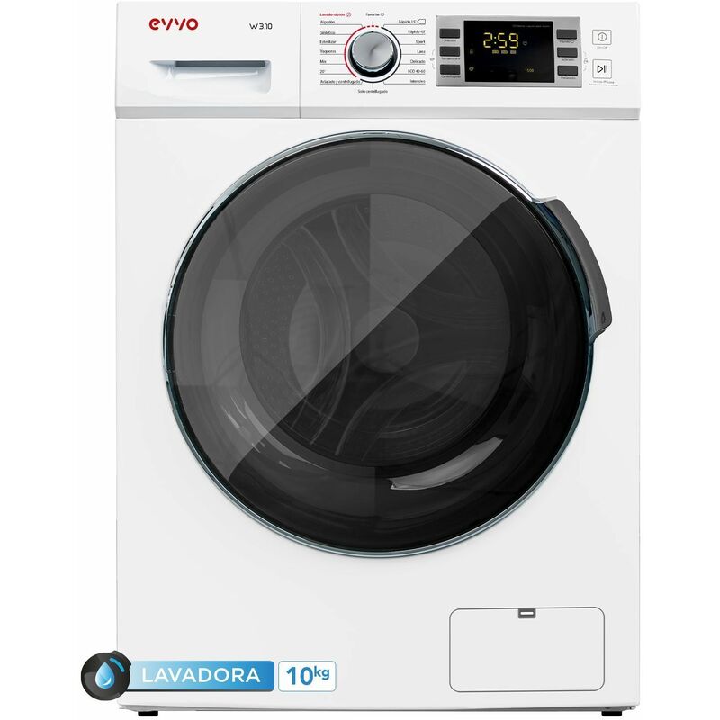 Lavadora EVVO w3.10e, 10 kg, 1500 RPM, Blanco