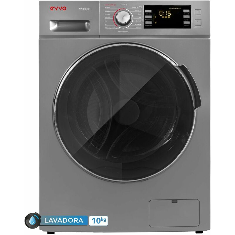 Lavadora EVVO w3.10dx, 10 kg, 1500 RPM, Inox