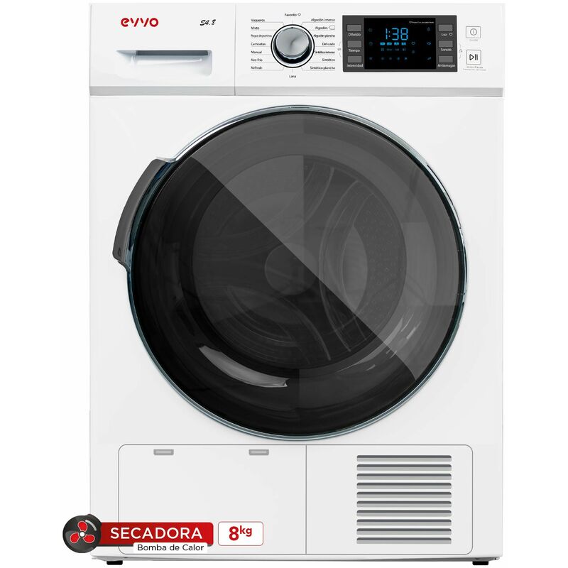 Secadora EVVO S4.8e, 8 kg, Bomba de calor, Blanco