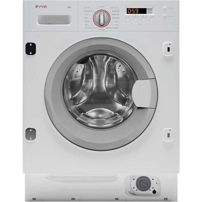 Lavadora Integrable EVVO wi8We, 8 kg, 1400 RPM, Blanco