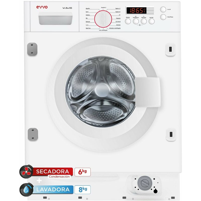 LAVADORA-SECADORA INTEGRABLE EVVO wi8W6S, 8 kg lavado, 6 kg secado, 16 Programas, Blanco