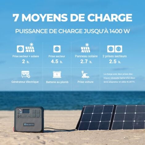 BLUETTI Kit de Groupe Electrogène 537Wh/700W EB55GRAY avec 120W PV120  Panneau Solaire pliable, écologique Génerateur